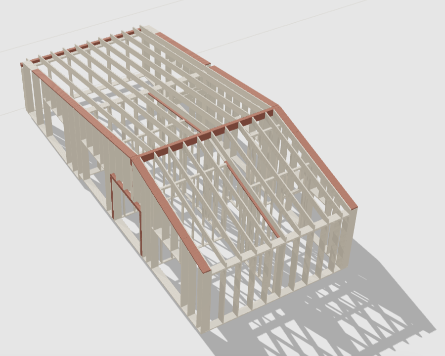 3D-model af husets trækonstruktion